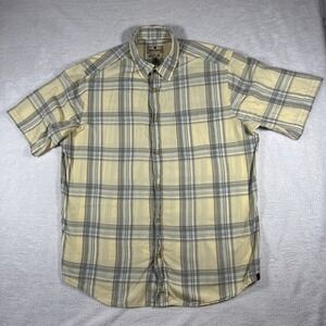 Woolrich Button Down Shirt Men's L Yellow Multicolor Plaid Short Sleeve Western